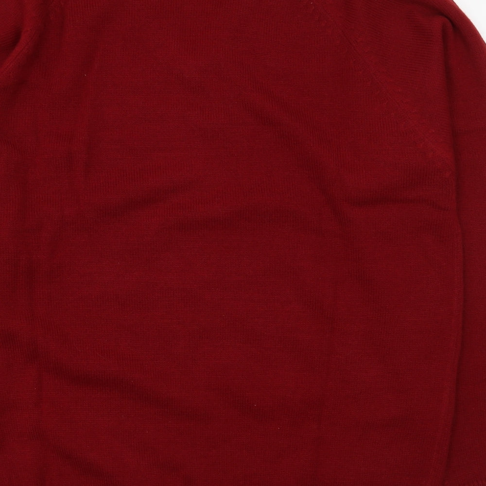 Southbay Mens Red V-Neck Acrylic Pullover Jumper Size M