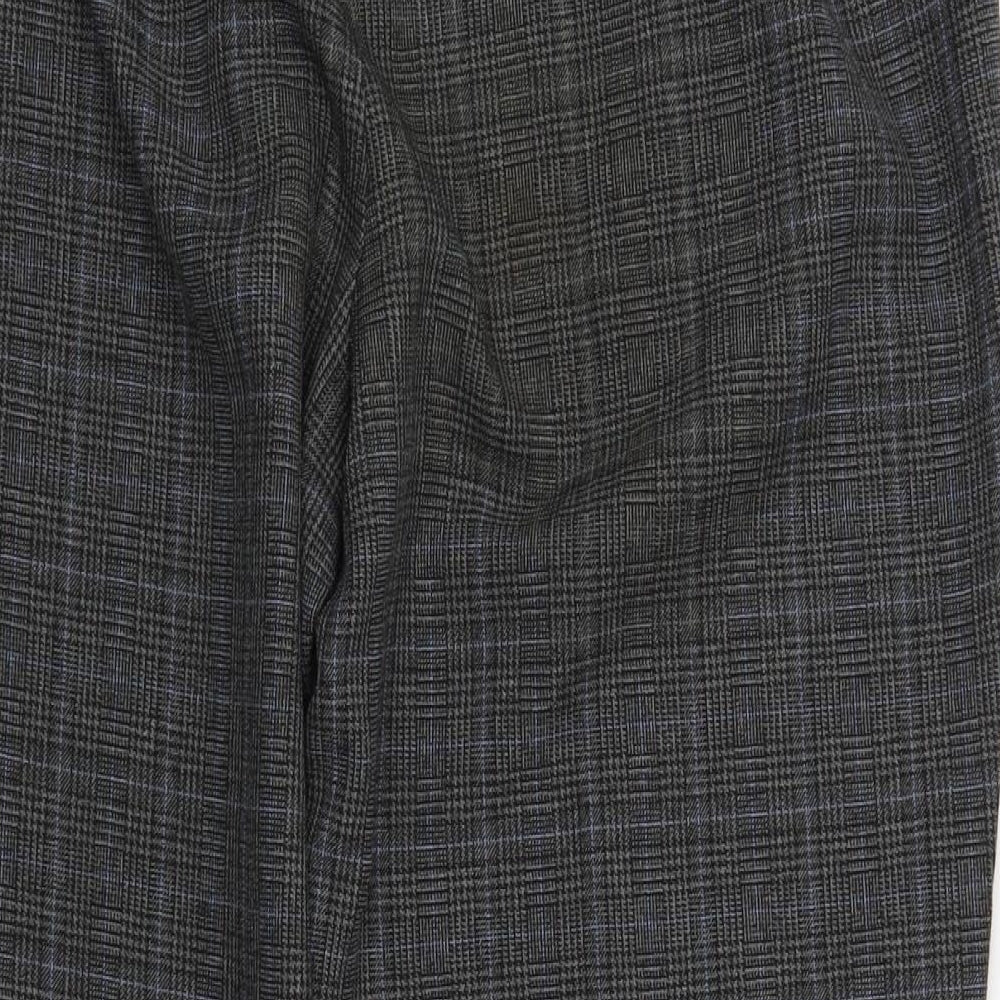 Bonmarché Womens Grey Plaid Polyester Trousers Size 18 L27 in Regular