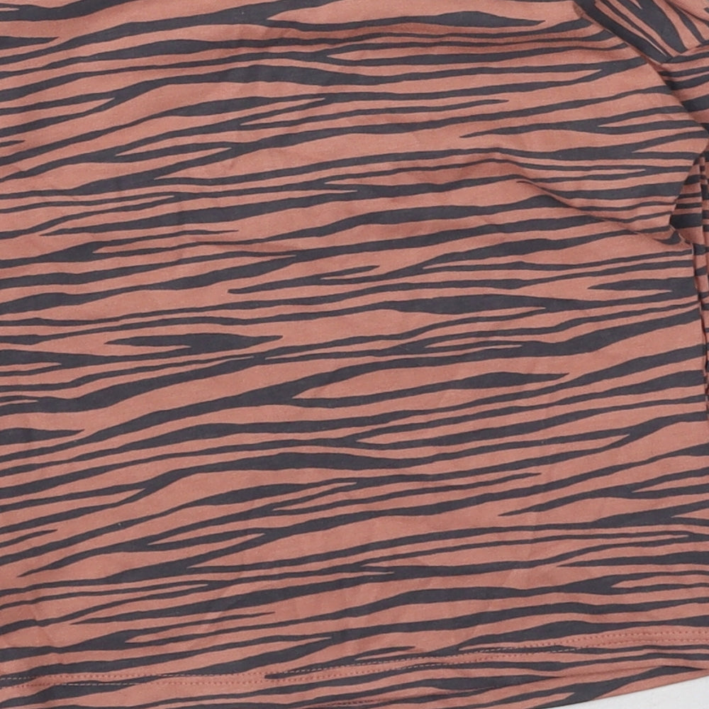George Girls Pink Animal Print Cotton Basic Casual Size 12-18 Months Round Neck