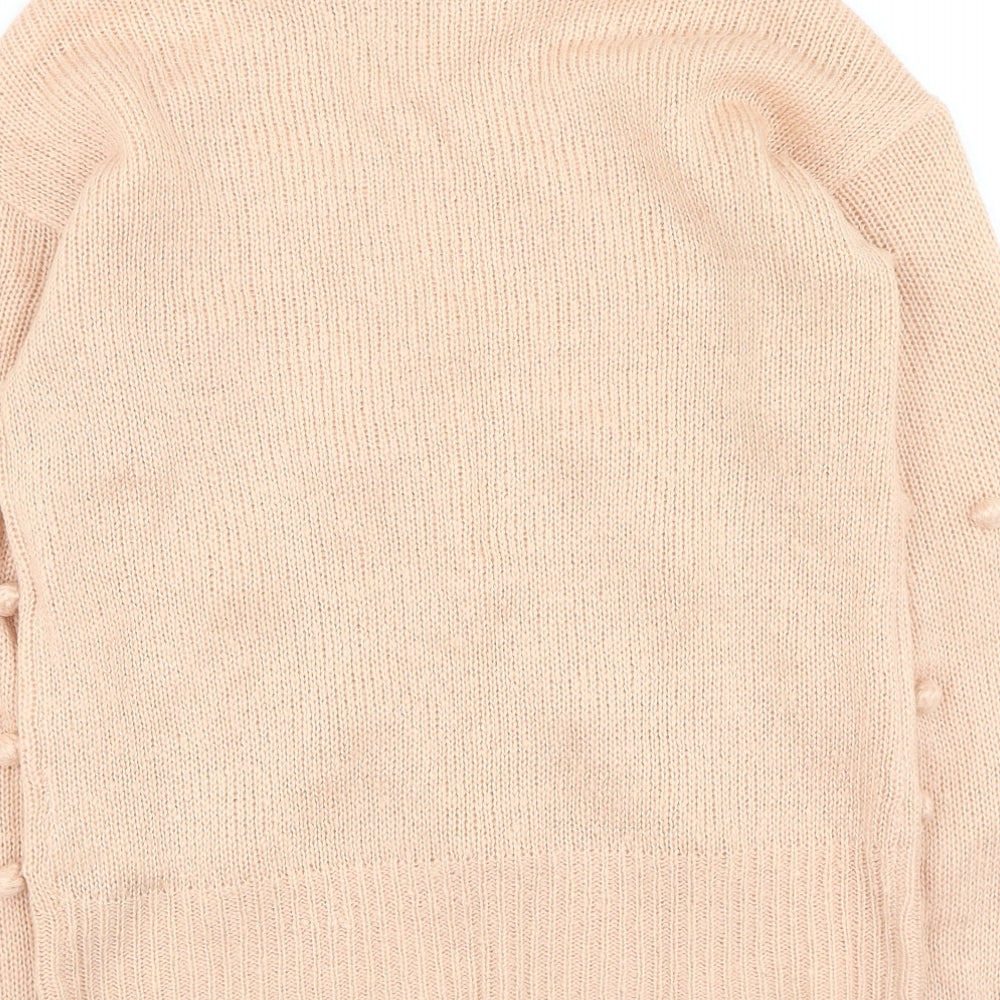 VERO MODA Womens Pink Round Neck Acrylic Pullover Jumper Size S