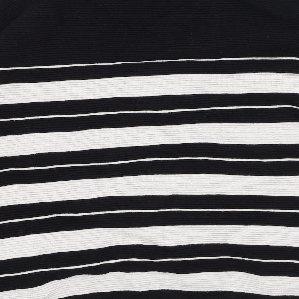 M&Co Womens Black Striped Viscose Pullover Sweatshirt Size 14