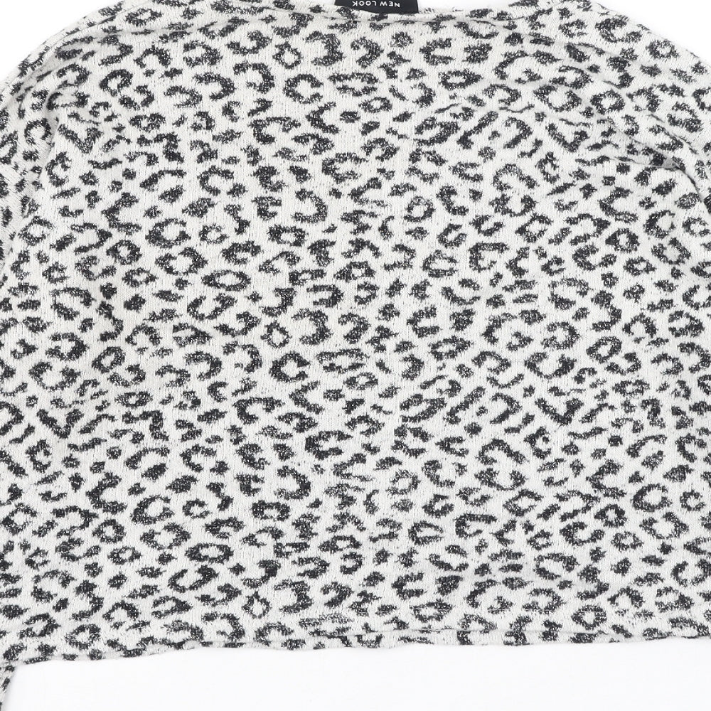 New Look Womens Beige Animal Print Polyester Pullover Sweatshirt Size M