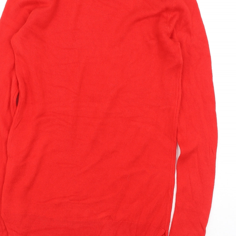 Cashel Womens Red High Neck Acrylic Pullover Jumper Size S