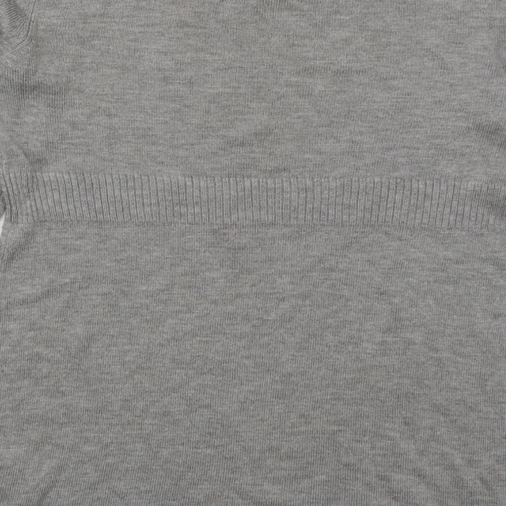 H&M Womens Grey Boat Neck Acrylic Pullover Jumper Size S