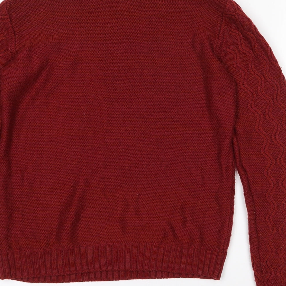 Papaya Womens Red Mock Neck Acrylic Pullover Jumper Size S