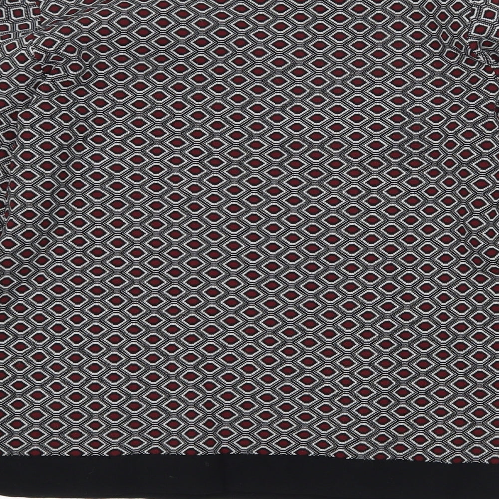Papaya Womens Black Crew Neck Geometric Polyamide Pullover Jumper Size 10