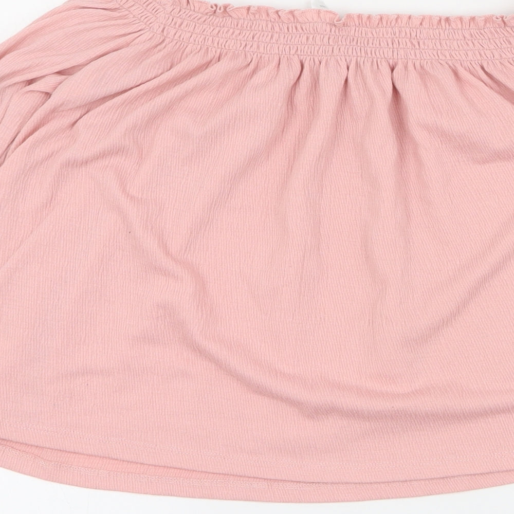 H&M Womens Pink Polyester Basic Blouse Size M Off the Shoulder