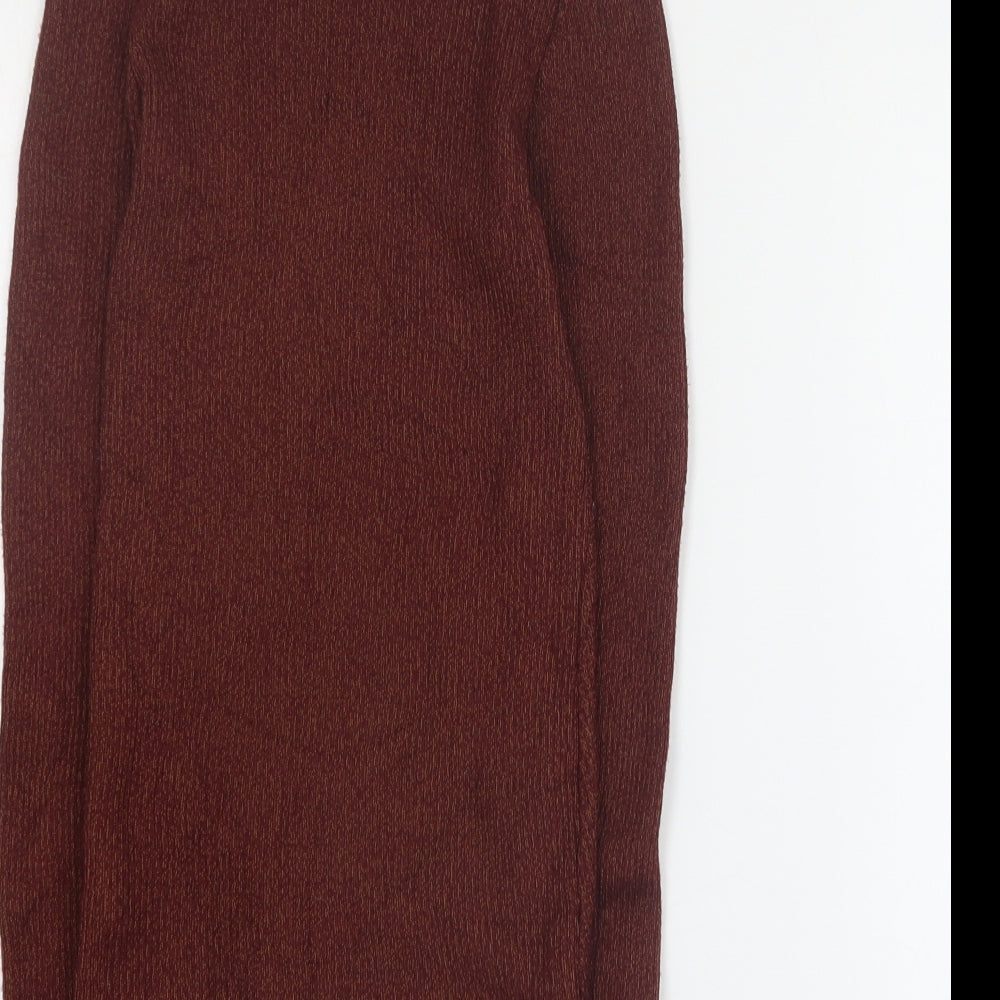 Topshop Womens Brown Round Neck Viscose Pullover Jumper Size 8