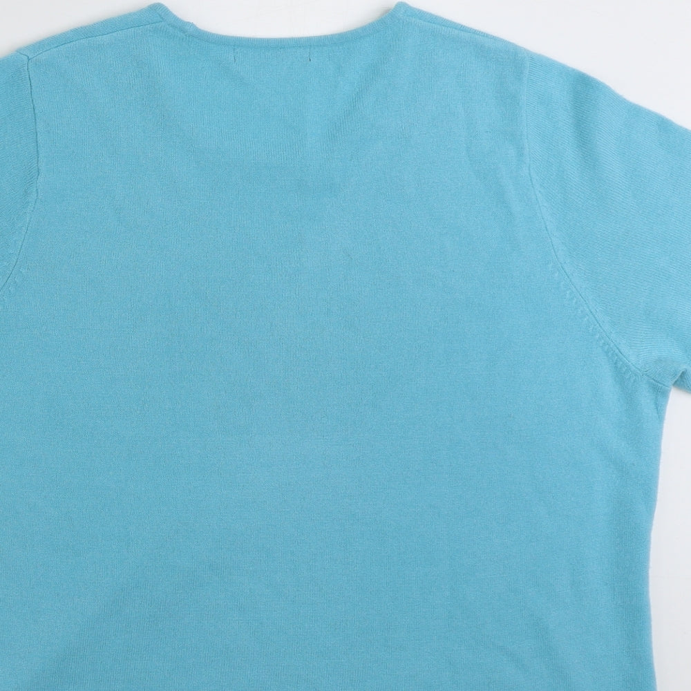 Bonmarché Womens Blue Scoop Neck Acrylic Pullover Jumper Size L