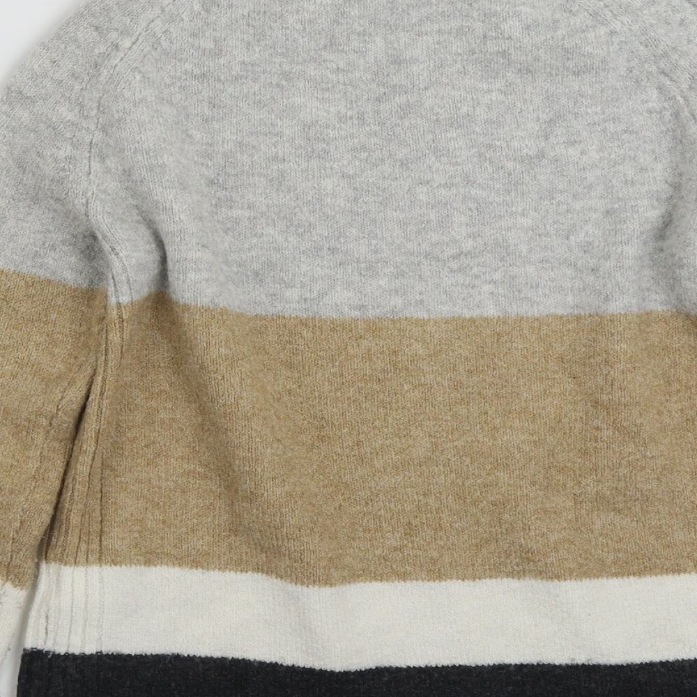 Marks & Spencer Womens Grey Crew Neck Acrylic Pullover Jumper Size S - Colourblock