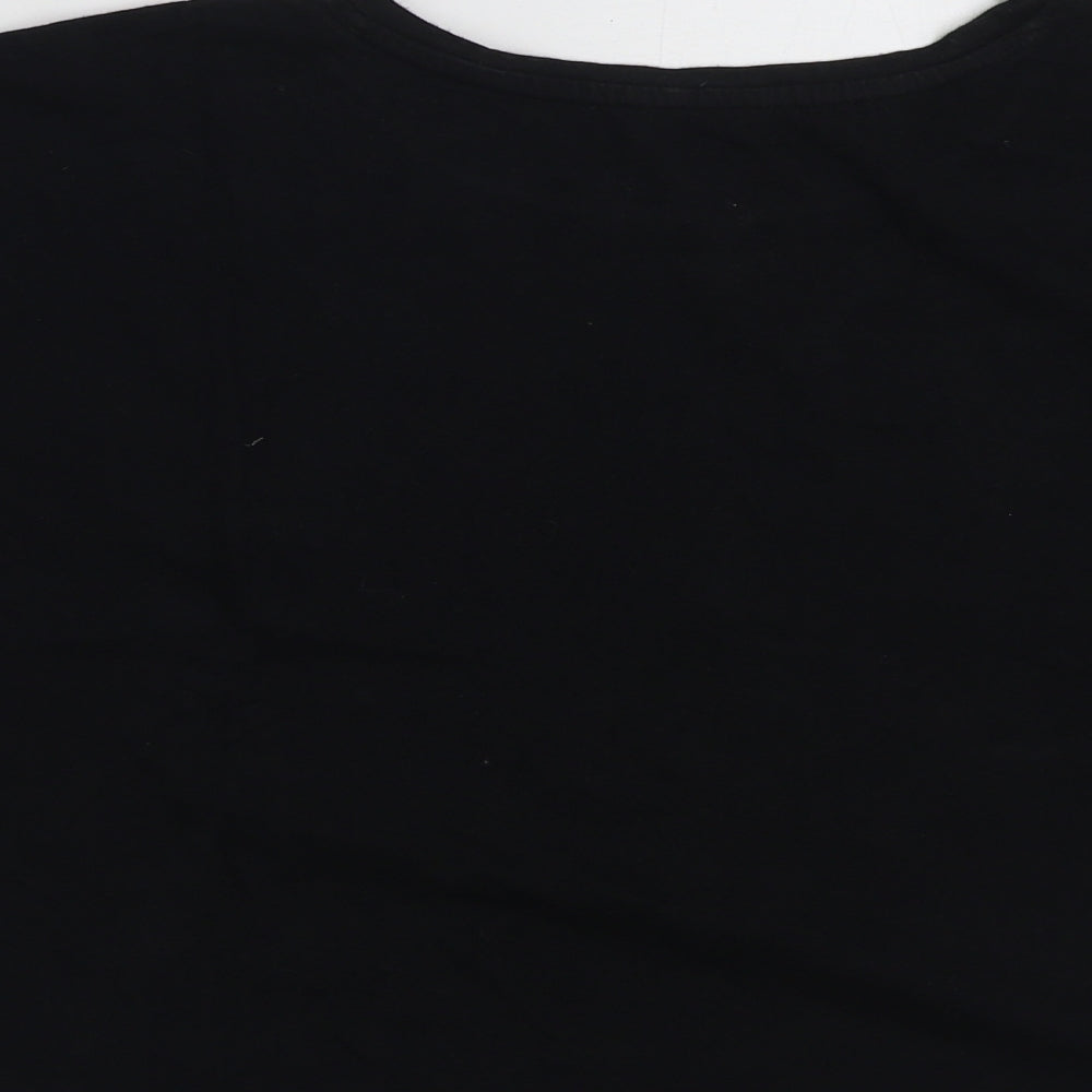 New Look Womens Black 100% Cotton Cropped T-Shirt Size L Crew Neck - Love xoxo