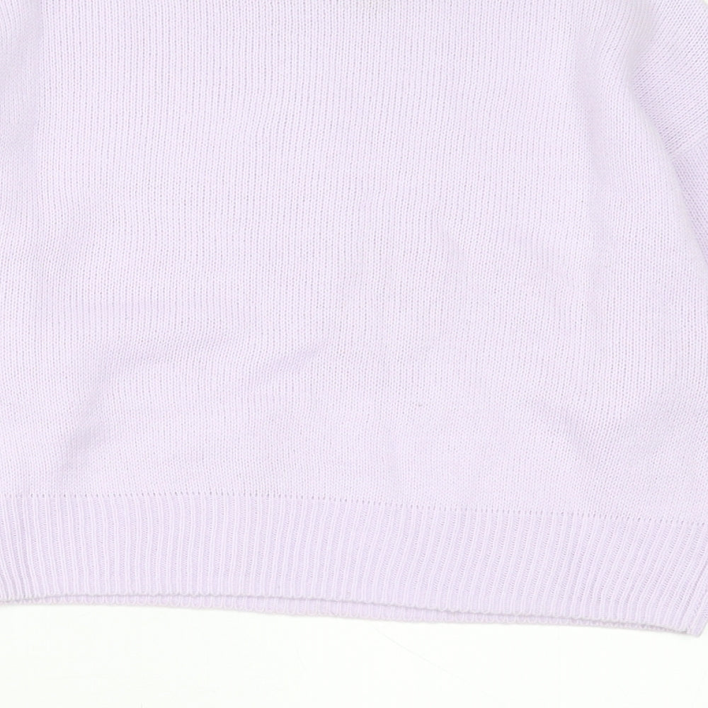 H&M Womens Purple Crew Neck Acrylic Pullover Jumper Size 2XS