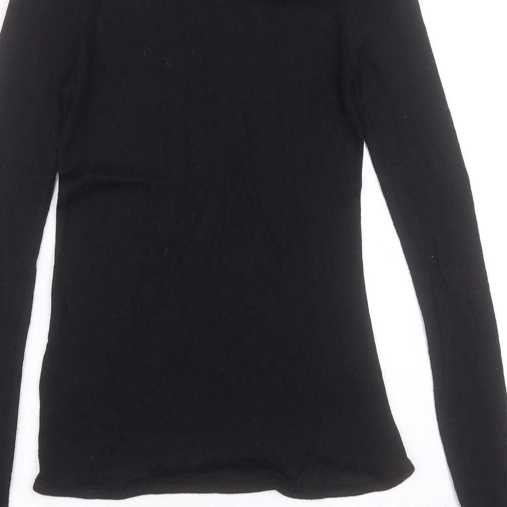 H&M Womens Black Crew Neck Acrylic Pullover Jumper Size 12