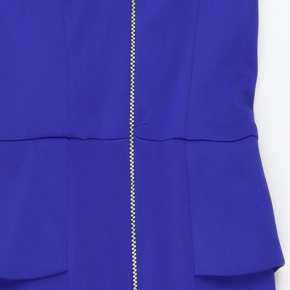 River Island Womens Blue Polyester Pencil Dress Size 10 Square Neck Zip