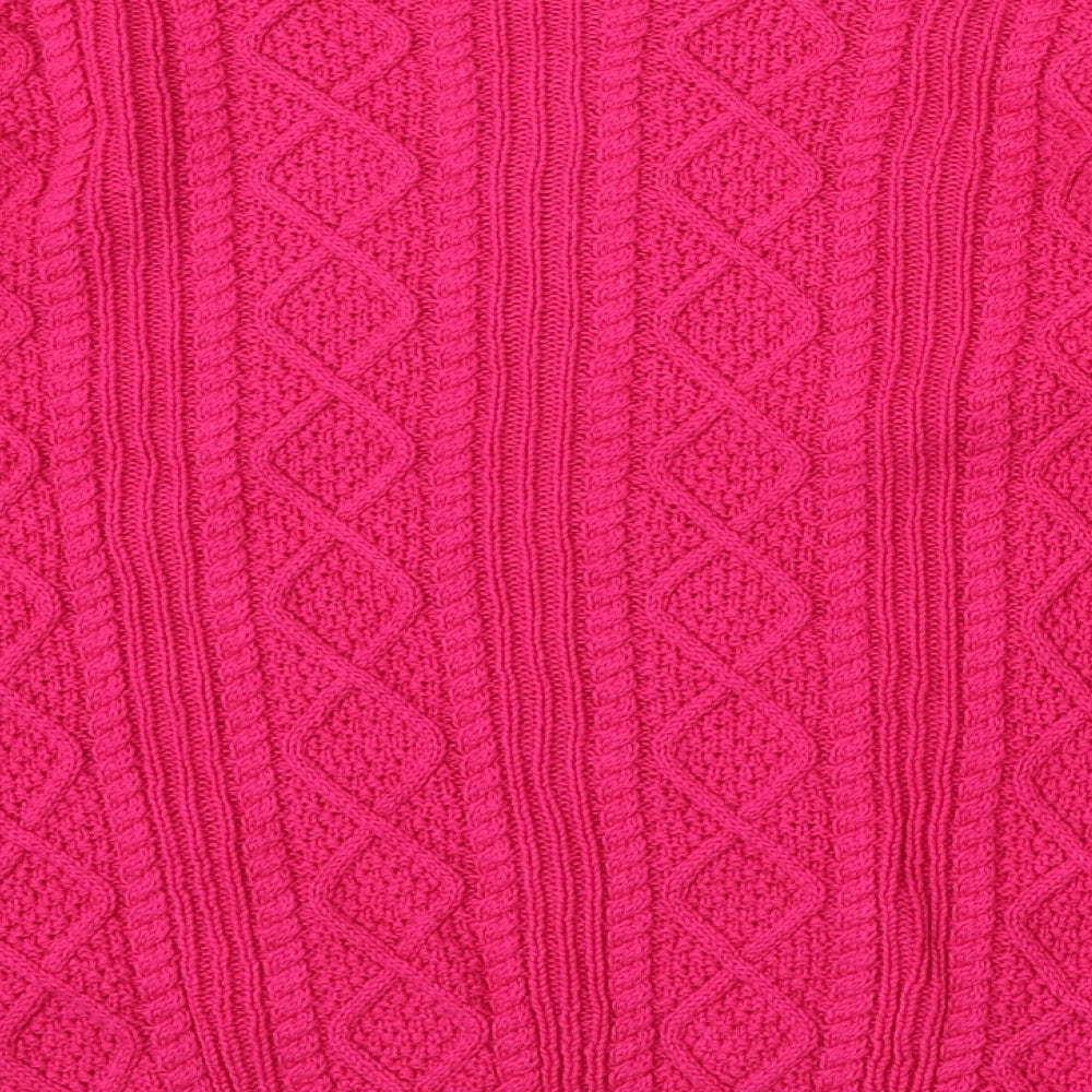 Tru Collection Womens Pink Boat Neck Cotton Pullover Jumper Size M