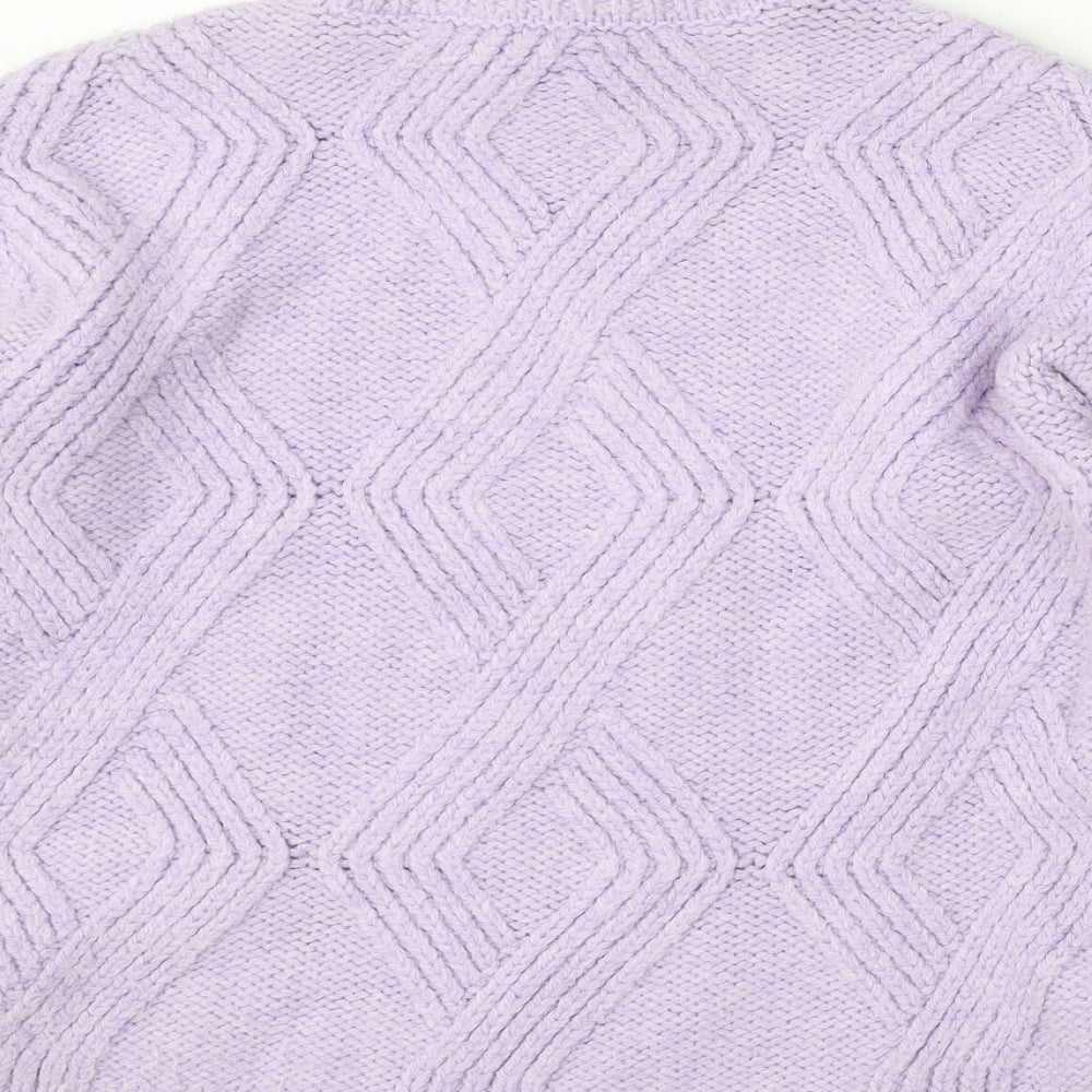 Marks & Spencer Womens Purple Round Neck Acrylic Pullover Jumper Size XS