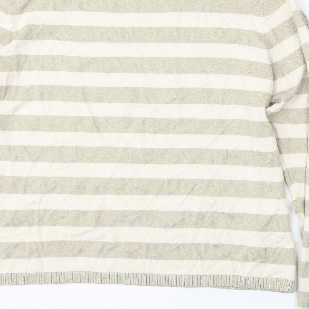 Marks & Spencer Womens Multicoloured Round Neck Striped Viscose Pullover Jumper Size 18