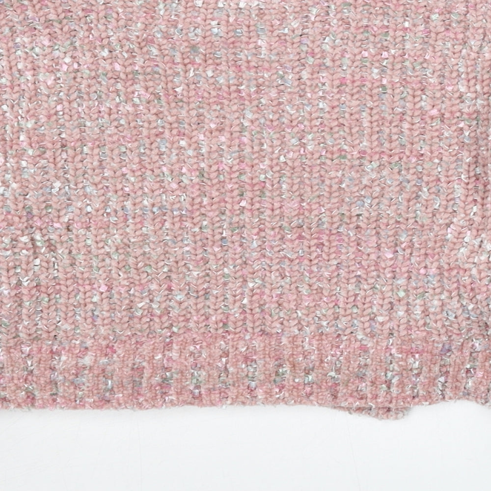 Matalan Girls Pink Round Neck Polyester Pullover Jumper Size 8 Years