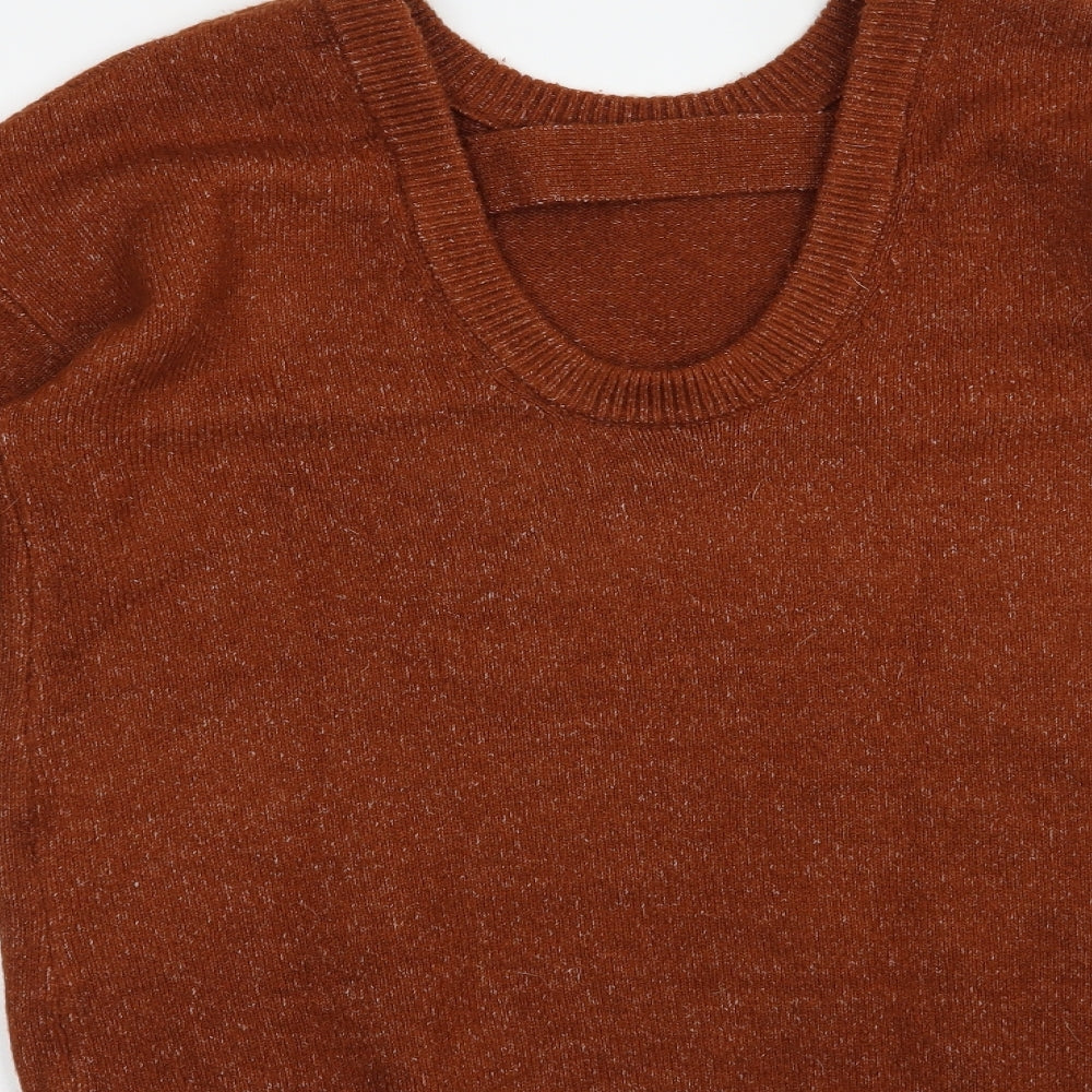 Primark Womens Brown Crew Neck Acrylic Pullover Jumper Size 10