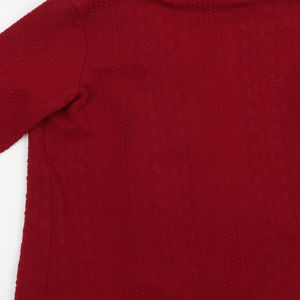 River Island Womens Red Collared Acrylic Cardigan Jumper Size 14