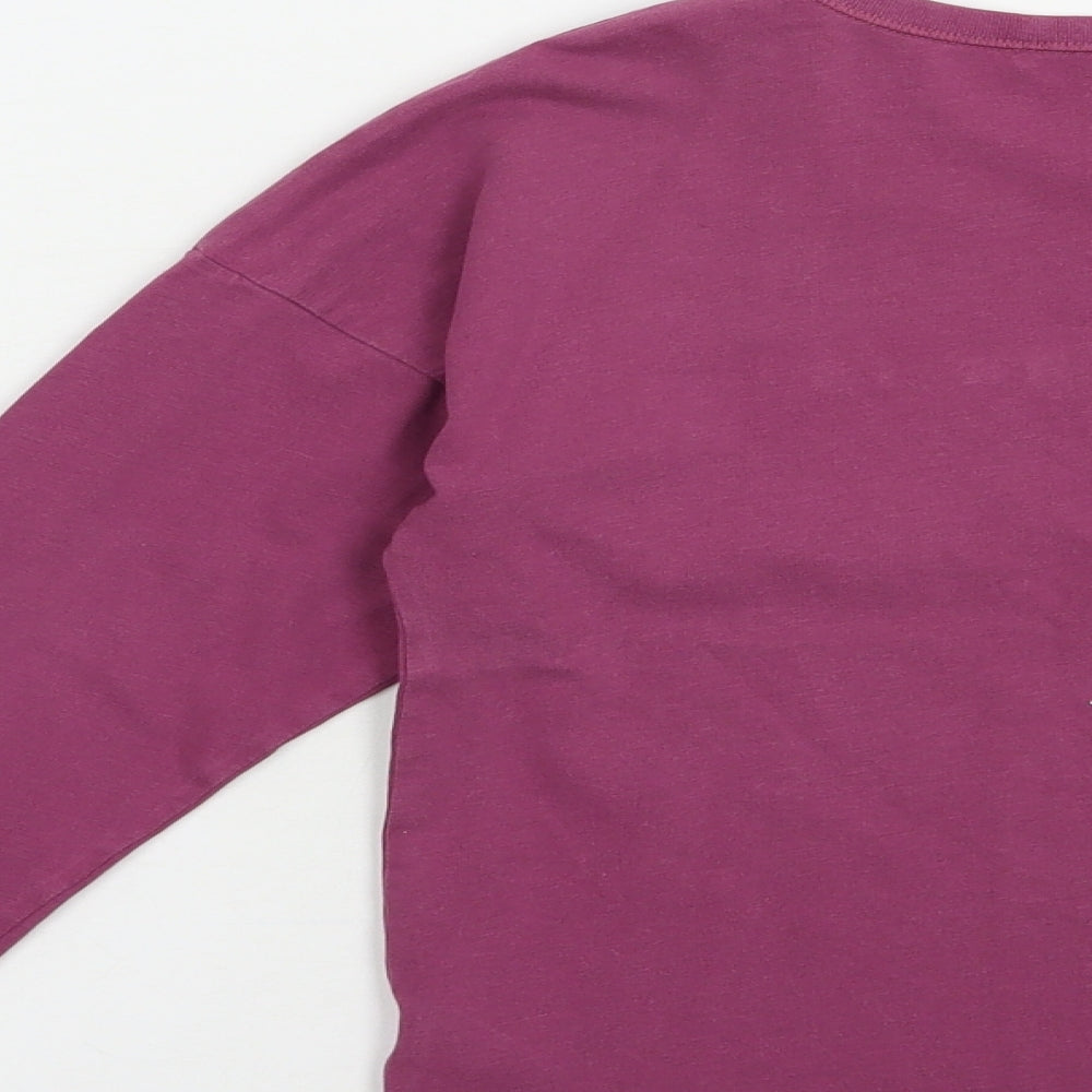 NEXT Girls Purple Cotton Pullover T-Shirt Size 9 Years Crew Neck Pullover - The Future Is Bright