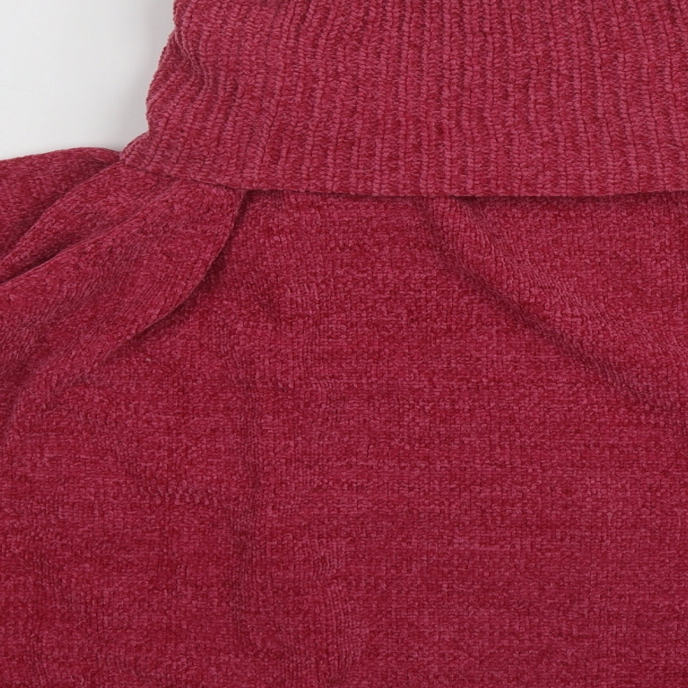Bonmarché Womens Pink High Neck Acrylic Pullover Jumper Size L