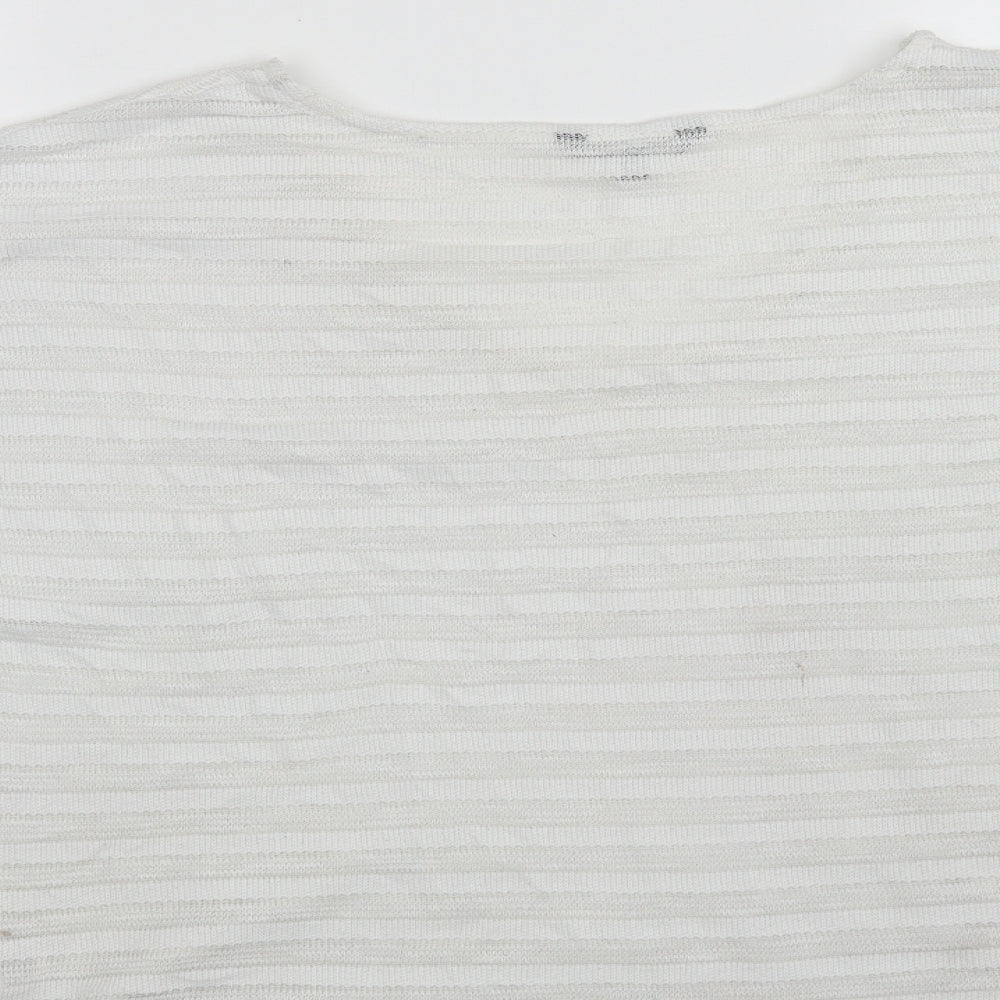 NEXT Womens White Polyester Basic T-Shirt Size 14 V-Neck