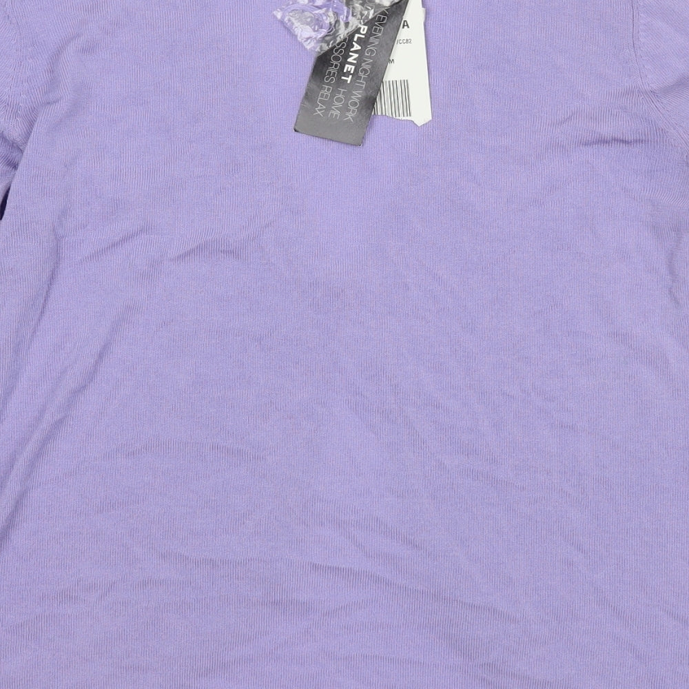 Planet Womens Purple V-Neck Viscose Cardigan Jumper Size M