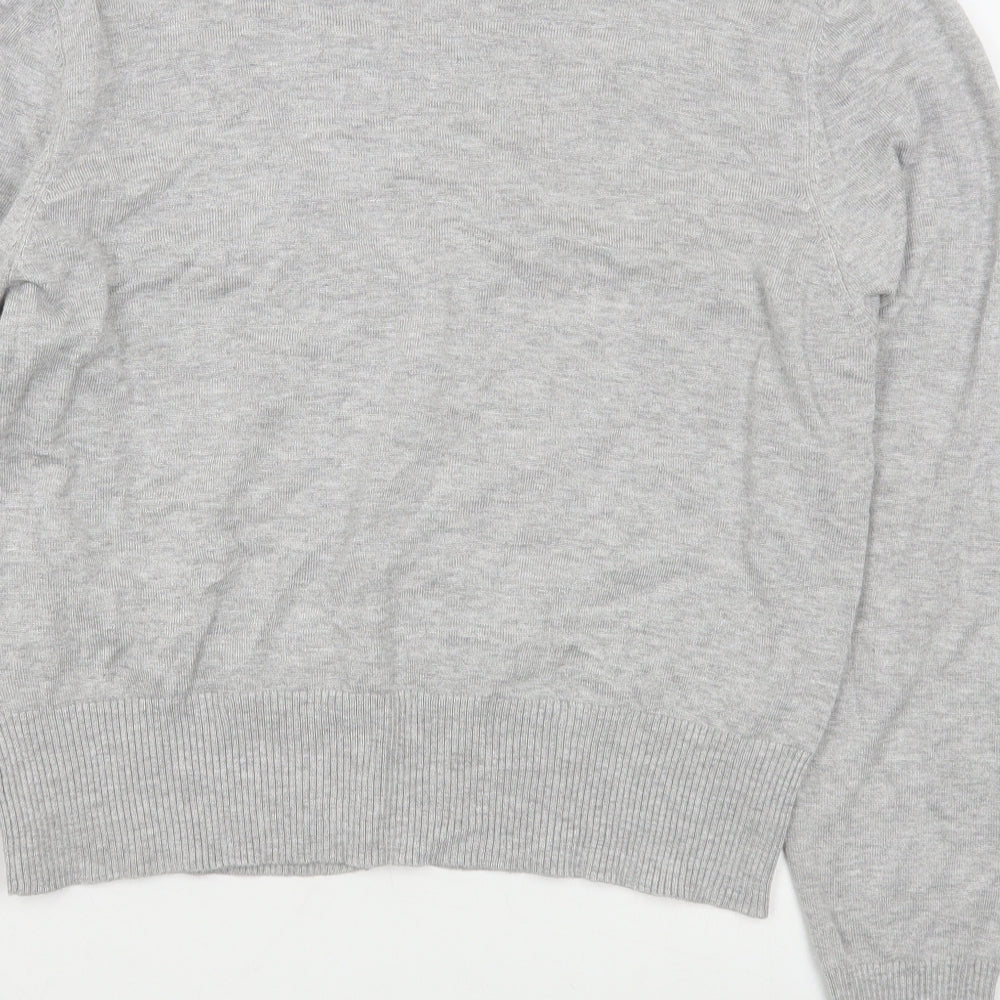 Preworn Womens Grey V-Neck Nylon Cardigan Jumper Size L