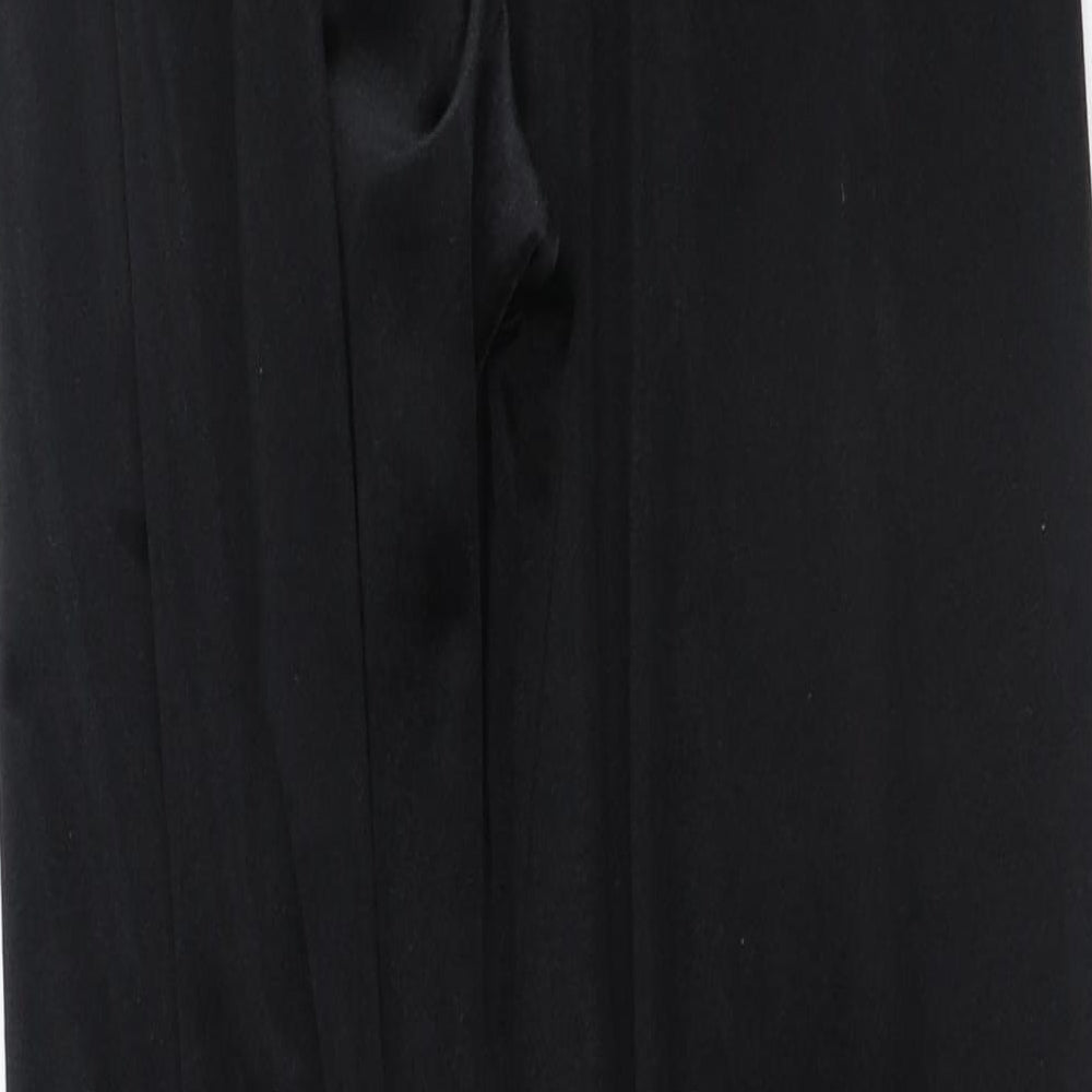 Classic Womens Black Polyester Trousers Size 14 L25 in Regular