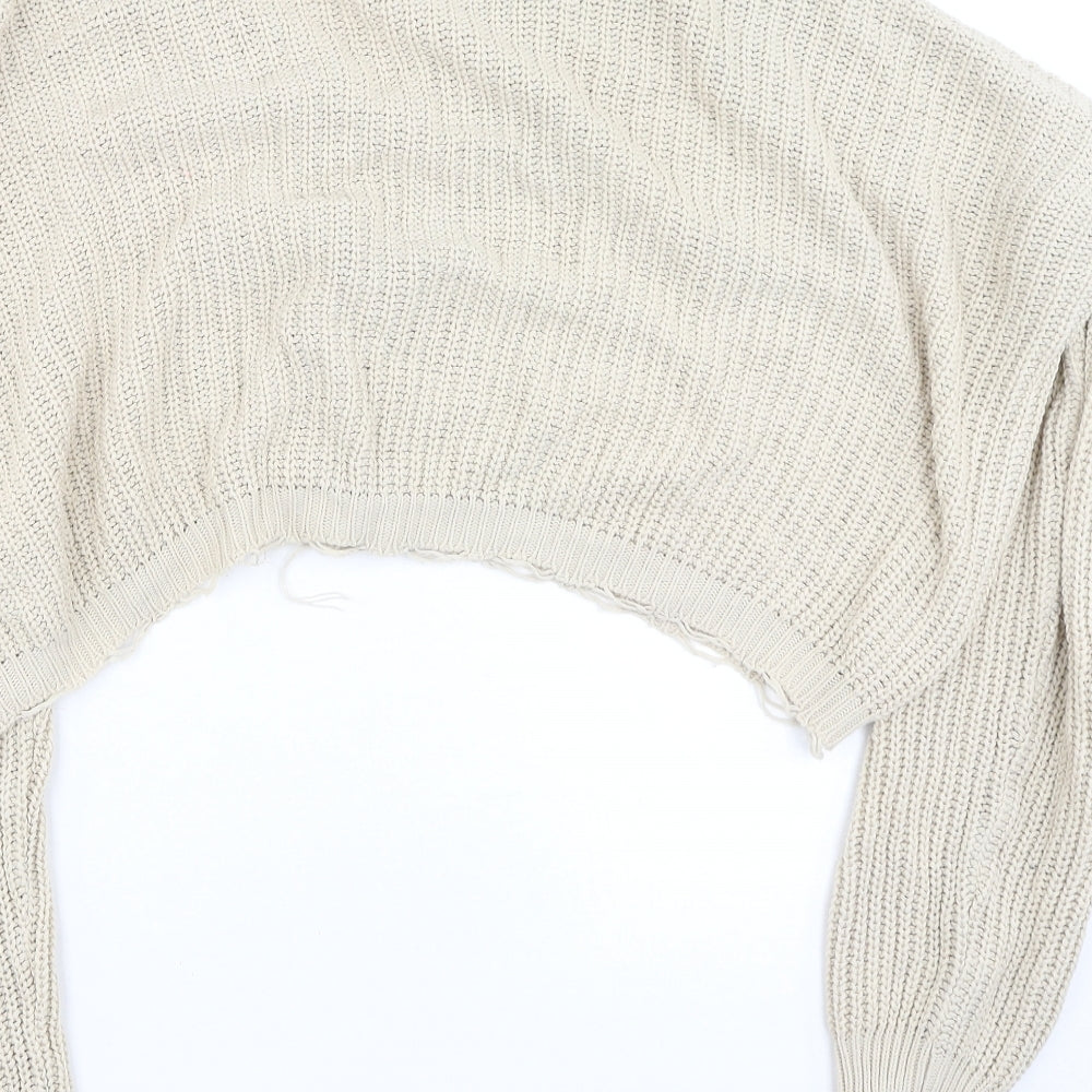 Missguided Womens Beige Acrylic Cardigan Sweatshirt Size 6