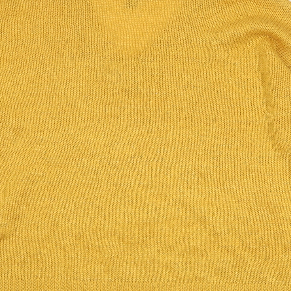New Look Womens Yellow V-Neck Acrylic Pullover Jumper Size S