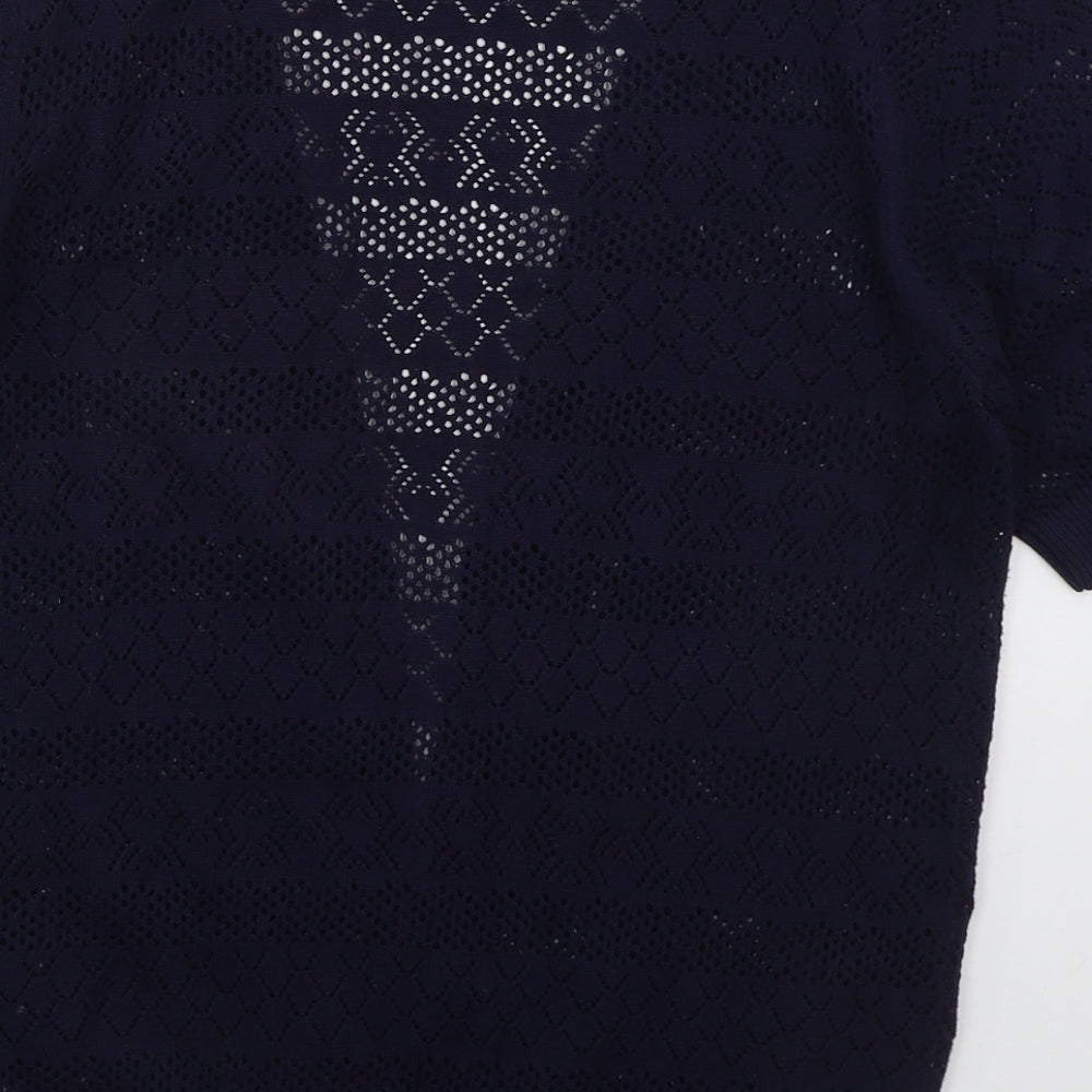 BHS Womens Blue V-Neck Cotton Cardigan Jumper Size 10