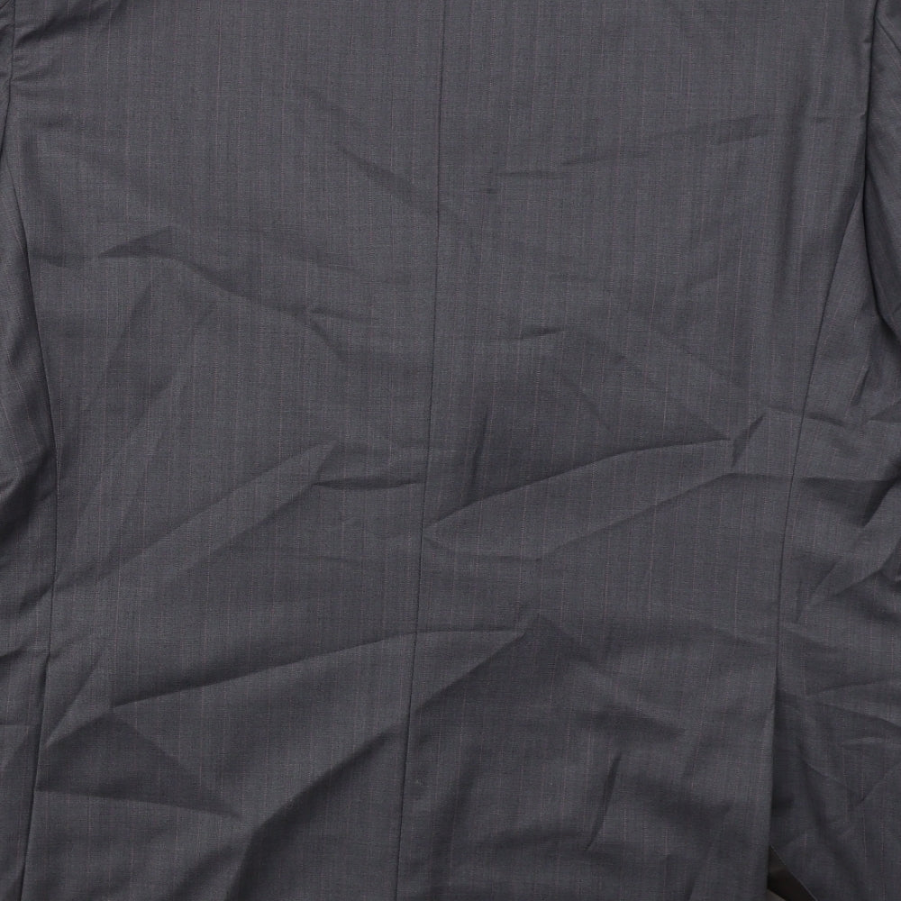 GRITTI Mens Grey Striped Wool Jacket Suit Jacket Size 48