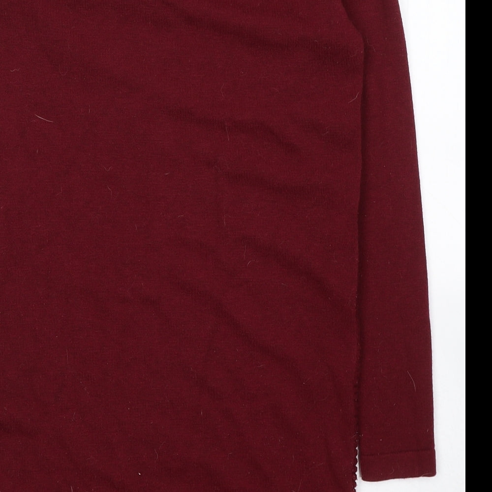 ASOS Womens Red Round Neck Acrylic Tunic Jumper Size 4