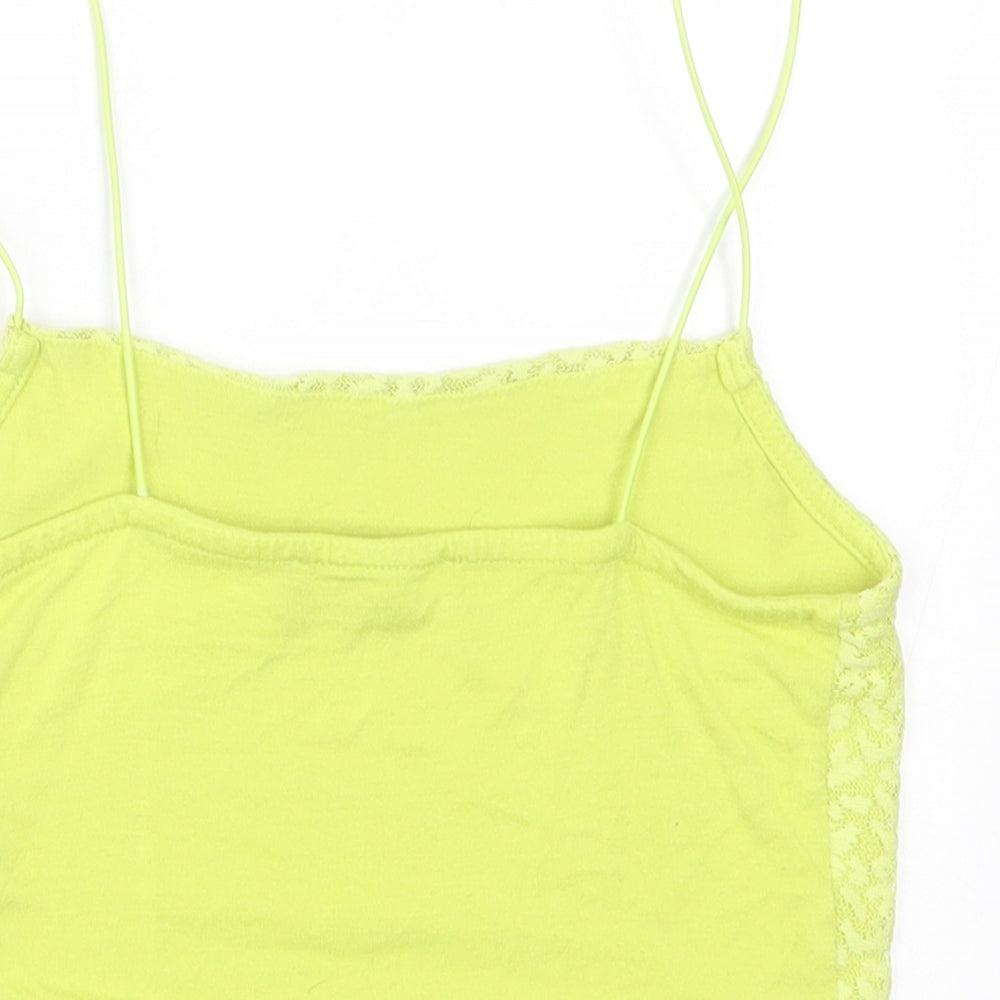 Primark Womens Green Viscose Cropped Tank Size 6 Square Neck