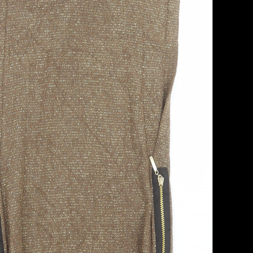Preworn Womens Gold High Neck Acrylic Vest Jumper One Size