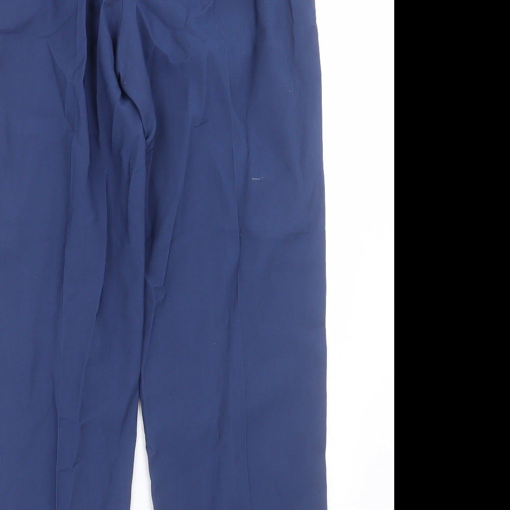 Dunnes Stores Womens Blue Polyester Trousers Size 14 L27 in Regular Tie