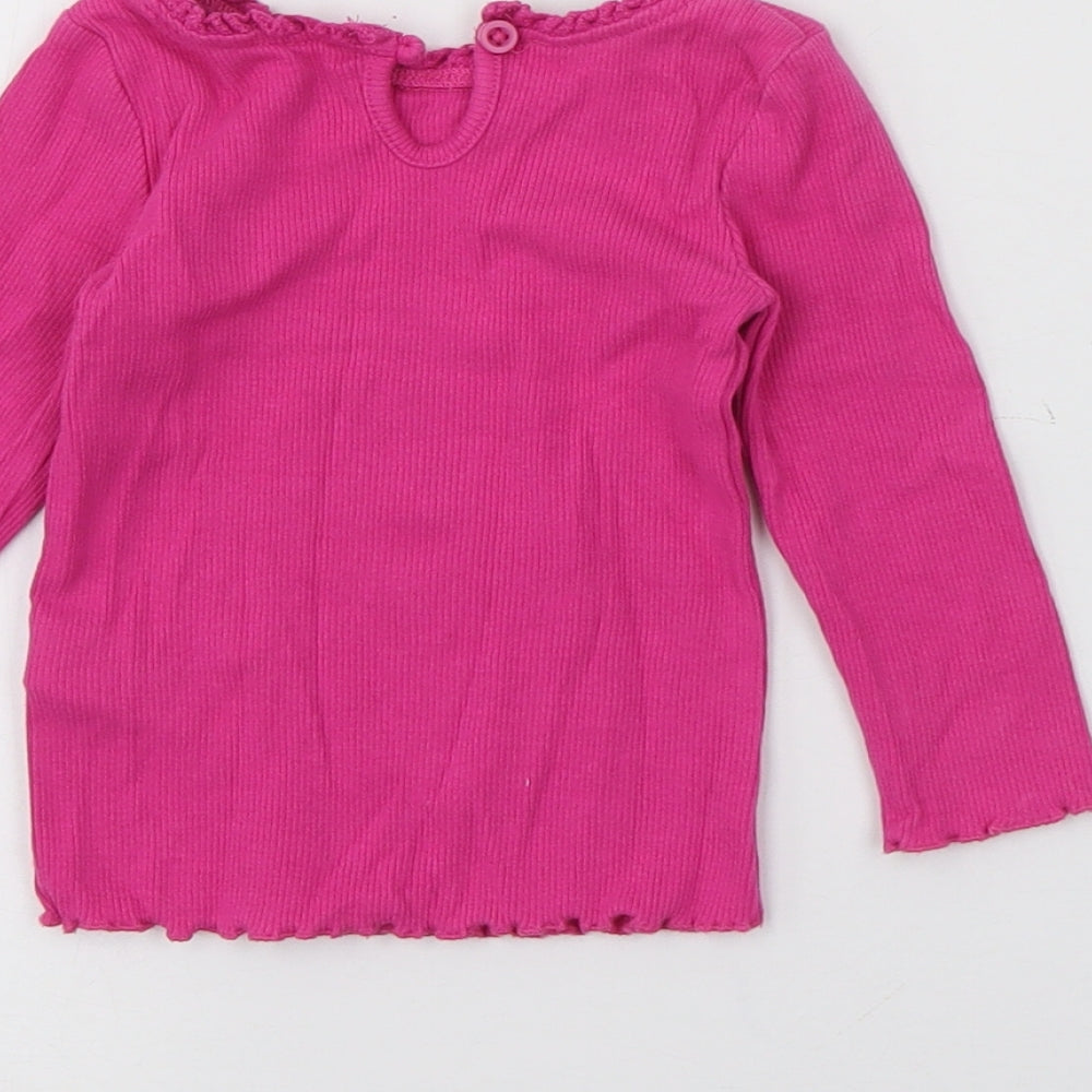Dunnes Stores Baby Pink Cotton Pullover Jumper Size 6-9 Months Button