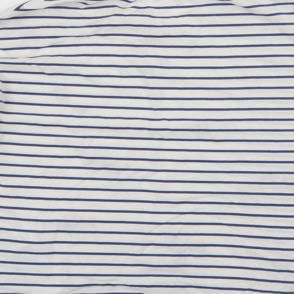 NEXT Girls White Striped Cotton Pullover T-Shirt Size 7 Years Crew Neck - Cacti