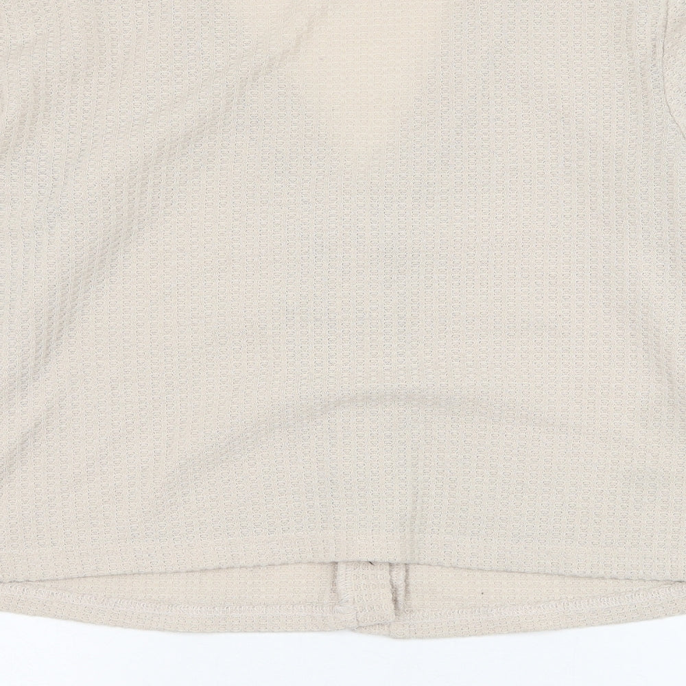 SheIn Womens Beige V-Neck Polyester Cardigan Jumper Size 12