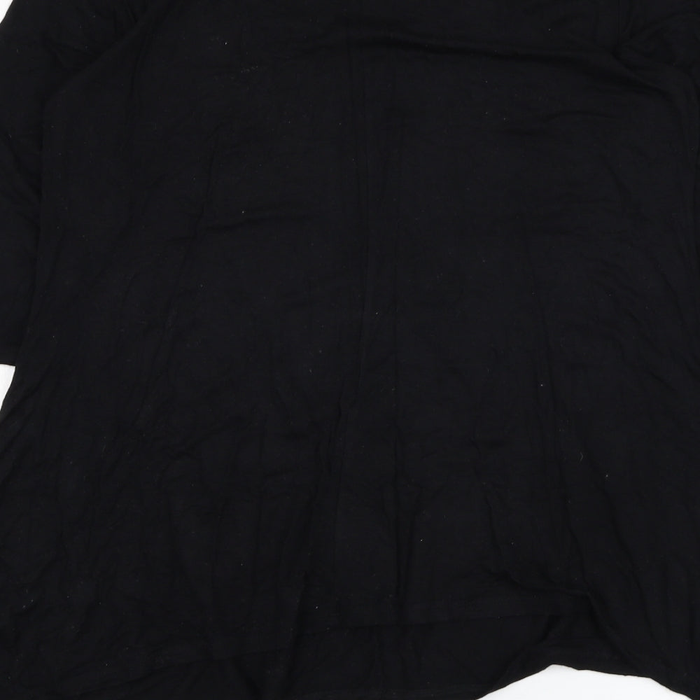 Anthony Womens Black Viscose Basic T-Shirt Size M Round Neck