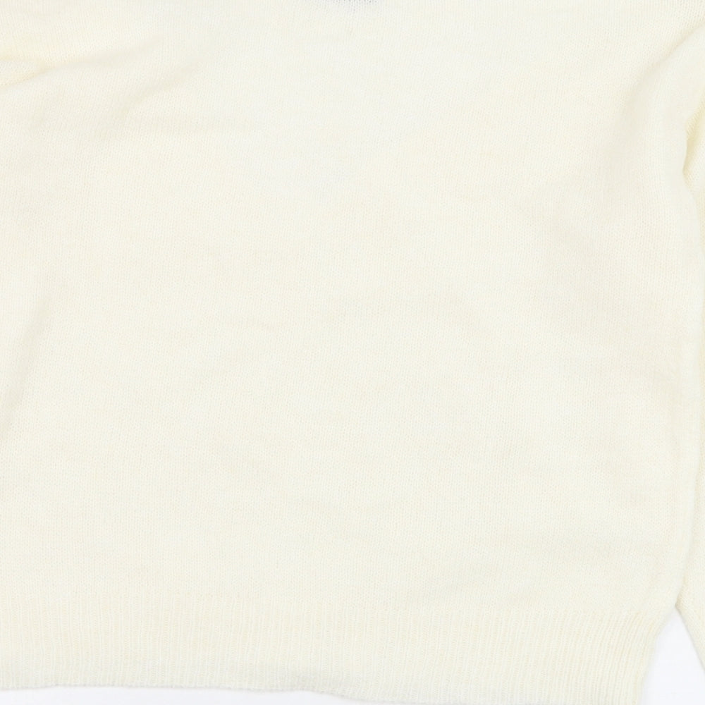 SheIn Womens Ivory Round Neck Polyester Pullover Jumper Size 10
