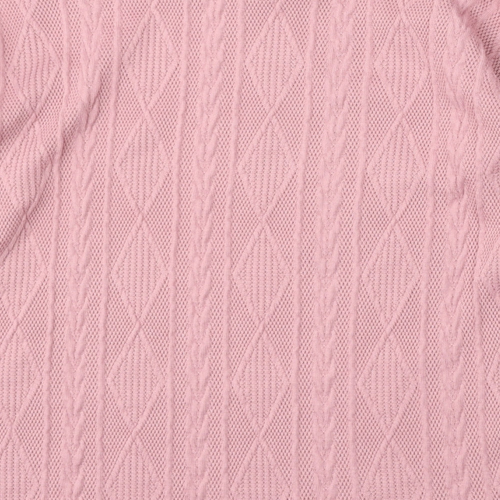Bonmarché Womens Pink Round Neck Polyester Pullover Jumper Size 10