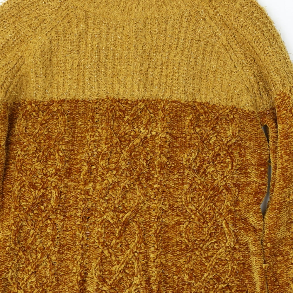 Papaya Womens Yellow Round Neck Polyester Pullover Jumper Size M