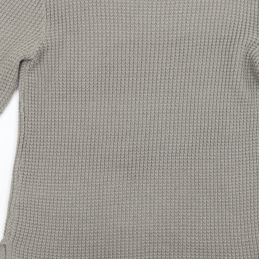 H&M Womens Green Boat Neck Acrylic Tunic Jumper Size M