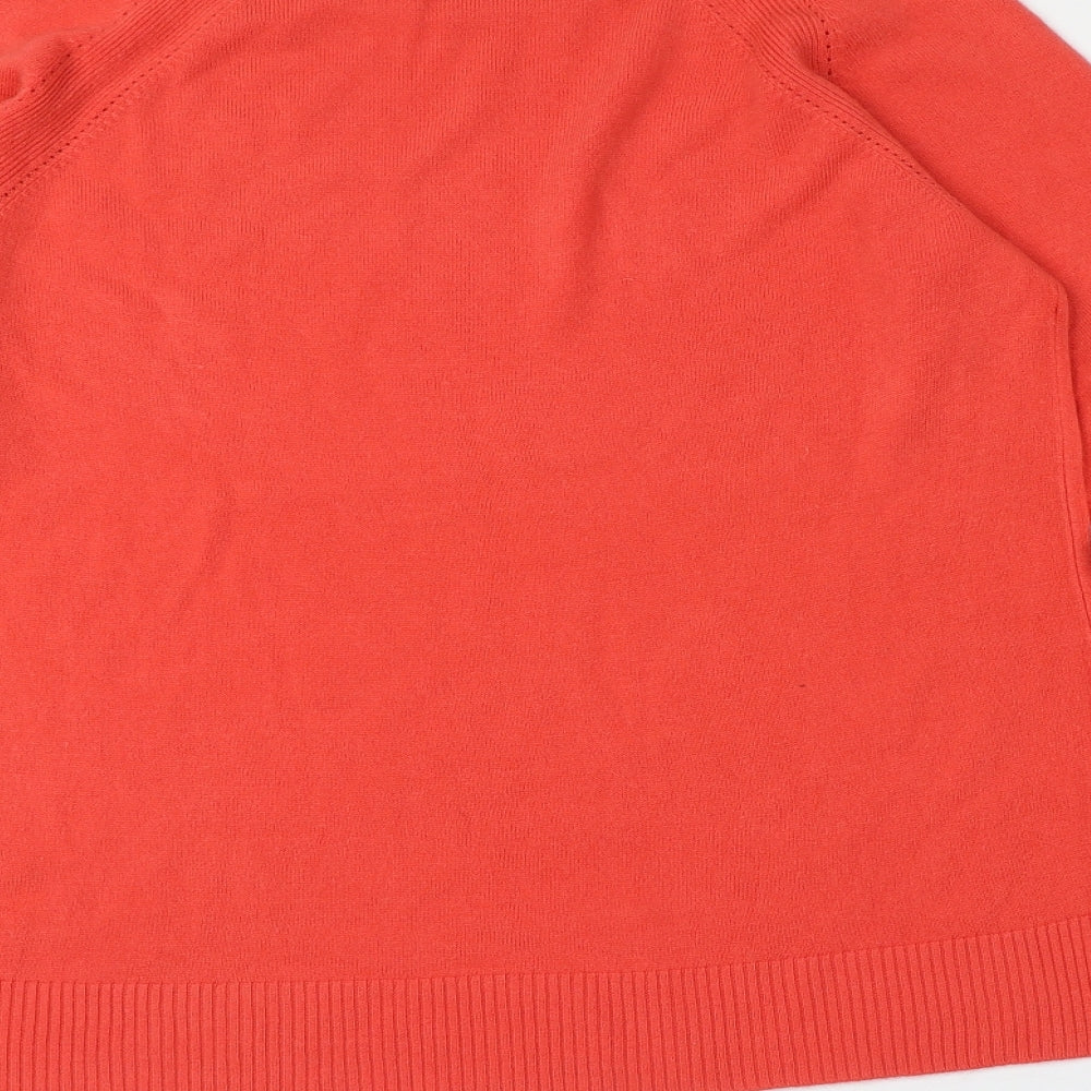 KNITWEAR Womens Red Round Neck Acrylic Henley Jumper Size 14