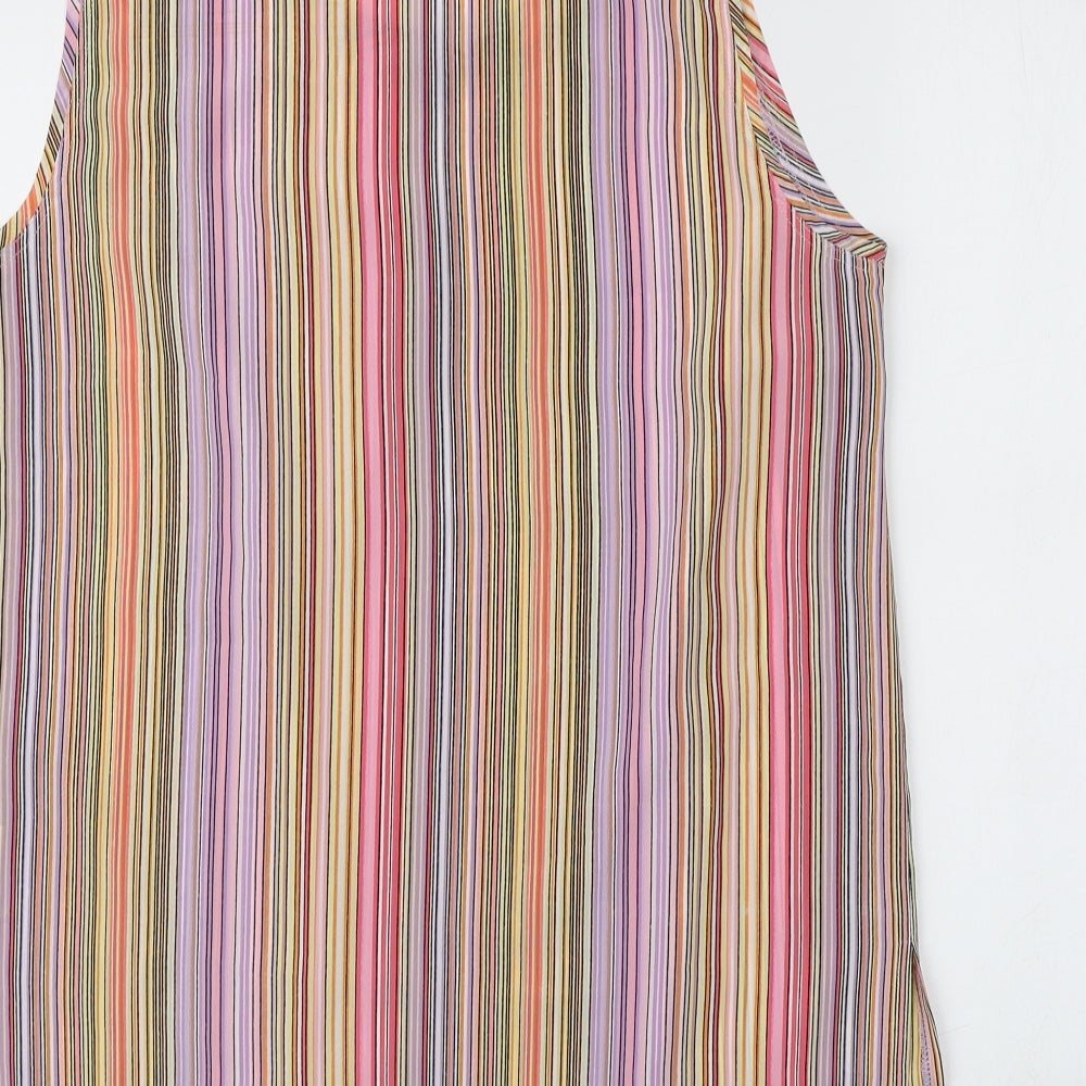 Bonita Womens Multicoloured Striped Polyester Basic Tank Size 12 Round Neck