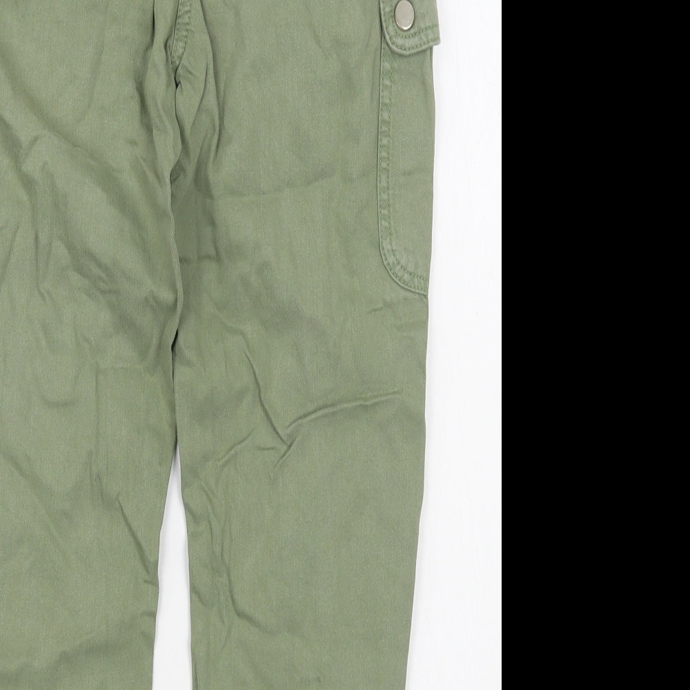 Matalan Girls Green Cotton Cargo Trousers Size 9 Months Regular Zip