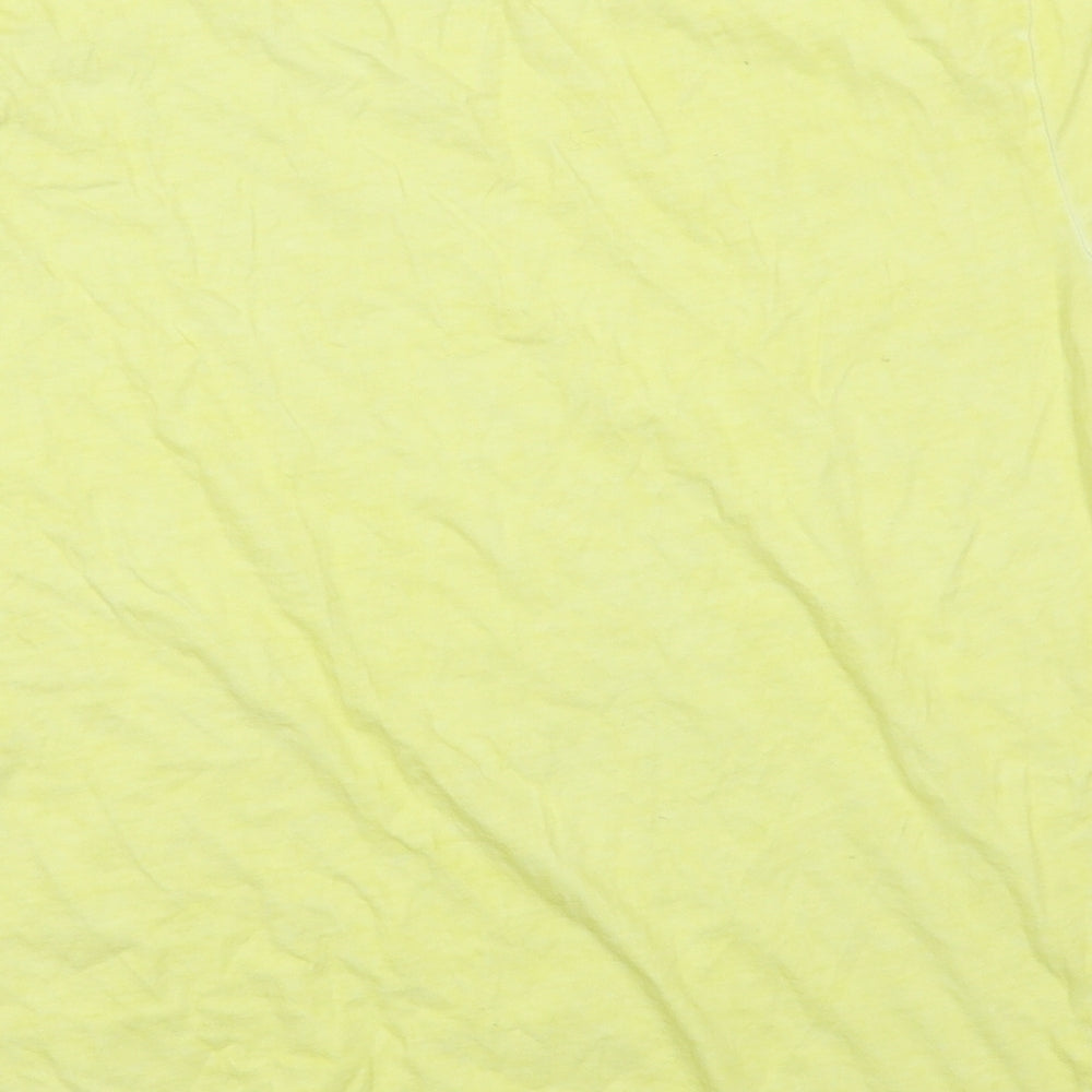 Oasis Womens Yellow 100% Cotton Basic T-Shirt Size S Round Neck